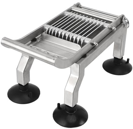 Cortador de Patatas, Cortador de Verduras con 4 Ventosas de Acero Inoxidable con Largo, Cortador de Cebolla para Lechuga, Cebolla, Patata, Tomate (15mm)