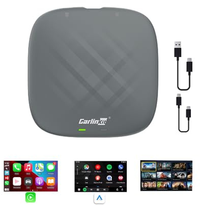 Carlinkit Android 13.0 RAM 4Gb + ROM 64Gb, GPS Integrado, Qualcomm 8 Núcleos, Soporta Android Auto y CarPlay Inalámbrico, Caja Inteligente para Coche, Sistema de Navegación, GPS
