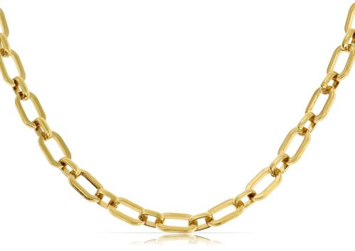 Made by Nami Glieder Halskette Damen Gold Edelstahl Sommer Schmuck 40 + 5 cm Länge Geschenk für Sie Wasserfest (Runde Glieder)