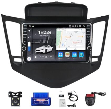 Autoradio 2 DIN Bluetooth 5.0 Android 12 Stereo per Chevrolet Cruze J300 2008-2014,Auto Player Digitale con Touchscreen da 9,Carplay Android Auto Supporta SWC RDS/FM AM Radio/GPS/Dab+(K100S)