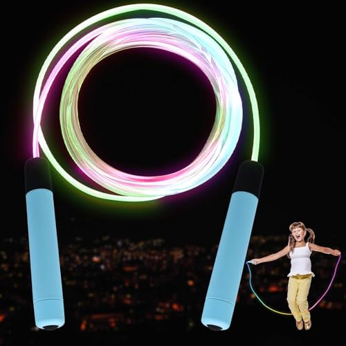 Leuchtende LED Springreifen mit Anti-Rutschgriffen für Kinder und Erwachsene - Verstellbare Jump Rope für Fitness, Intervalltraining, HIIT