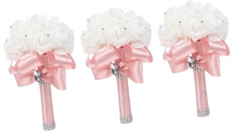 ABOOFAN 3 Stücke Hochzeit Bouquet Für Brautjungfer Künstliche Hochzeit Bouquet Schaum Rose Hand Für Braut Brautjungfern s