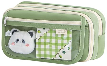 Fogukier Panda Pencil Case Capybara Pencil Pouch Animal Pencil Bag Large Capacity Stationery Pen Storage Pouch with Transparent Compartment for Stationery, Cosmetics, Small Items