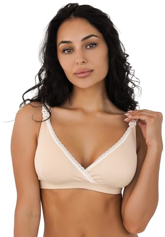 Mamyn Dim Still BH Baumwolle, Schwangerschafts BH mit abnehmbaren Cups und Still-Clips, Umstands gepolstert, weich und bequem, Schlaf BH ohne Bügel für Damen, Stillmode Unterwäsche