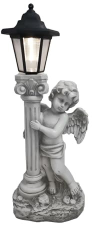 FIYSON Solar Engel Gartenstatuen, 50cm hoch, Extra groß Solare LED Römische Säule, Schutzengel-Figur Fairy Outdoor-Deko, Wetterfest Garten Deko aus Harz, für Rasen, Hof, Fensterbank (Stil 4)