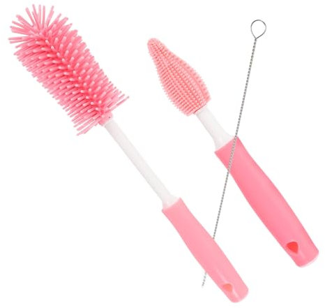 Garneck Spazzola Per Pulizia Bottiglie Manico Lungo Adatta Per Bottiglie d Acqua e Cannucce Realizzata in Materiali Di Pratica e Resistente Per Uso Prolungato