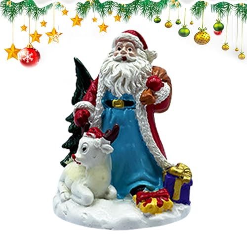 Figuras de Papá Noel, figuras de Papá Noel de resina - Figura de Navidad de Papá Noel - Decoración de Navidad de granja, adorno de oficina, decoración de bandeja de varios niveles para fiestas de