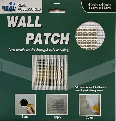 15cm X 15cm Self Adhesive Sticky Fibreglass Mesh Wall Patches, Ideal for Repair Holes in Damaged Plasterboard Wall & Ceiling Cracks, Dry Wall Hole Repair Patch, Wall Cracks Repair Patch (15cm X 15cm)
