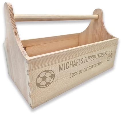 Bierträger Werkzeugkiste Werkzeugträger als Männerhandtasche - mit Wunschnamen, Text oder Spruch als GRAVUR, extra stabil, Geschenk für Männer zum Männertag