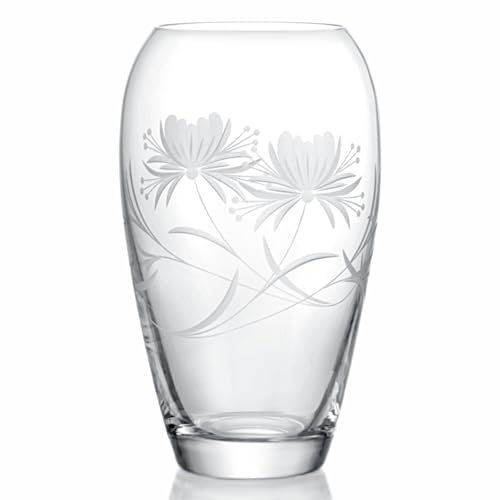 BRILANT Dalia Blumenvase Modern – Runde Hohe Vase Glas, Zylindervase, Durchsichtige Vase für Elegante Akzente (23 cm)