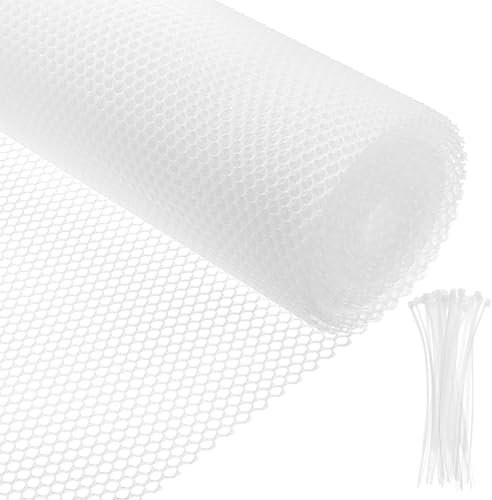 BENECREAT Recinzione In Rete Metallo di Plastica, Recinzione Da Giardino Bianca Da 8 m X 30cm con Fascette per Pollame, Barriera per Animali, Fiori, Giardinaggio, 1.7mm di Spessore