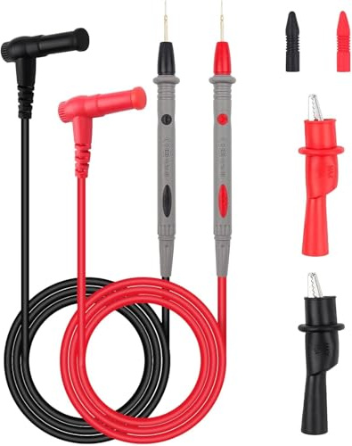Multimeter Test Leads Kit with Alligator Clips - 2PCS Premium Test Probes, 24AWG Silicone Wire, 1000V Safety Rating - Compatible with Digital Multimeter & Clamp Meter (Includes Test Extensions)