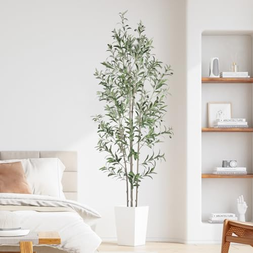 YOLEO Olivenbaum Künstlich 210cm, Künstliche Pflanzen Groß, Kunstpflanze im Topf, Künstlicher Olivenbaum, Plastik Kunstbaum für Haus Büro Balkon Garten, Moderne Dekoration