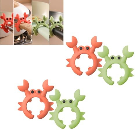 Lot de 4 porte-cuillères à crabe pour casserole | Support de spatule en forme de crabe en silicone pour ustensiles de travail, louche, support de spatule pour restaurant et maison