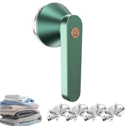 Revlrostre - Levapelucchi elettrico ricaricabile, con 4 lame di ricambio, levapelucchi e tessuti, per vestiti, mobili, pelucchi (verde)