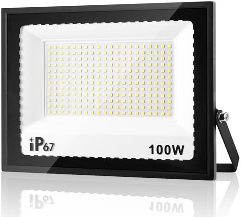 URTBST Focos LED Exterior 100W,Proyector Exterior 240 Leds,10000LM,7000K Blanco Frío,IP67 Impermeable Foco Proyector Super Brillante para Gardín,Patio,Garaje,Terraza