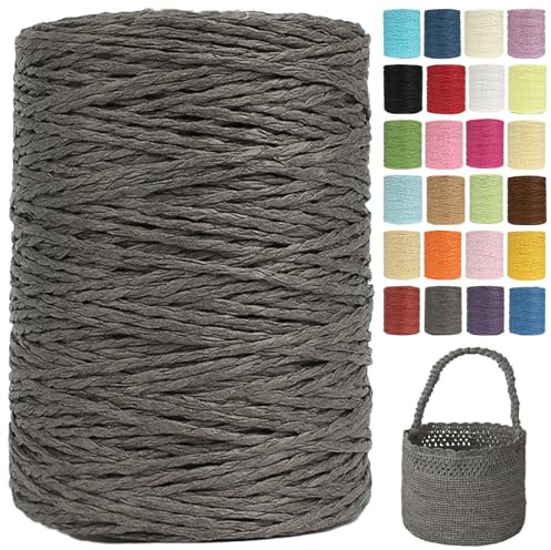 Raffia Garn Zum Häkeln Papiergarn Bast 2mm X 300m Geflochten Raffia Papierdraht, Weiches Geflochtenes Bastband Natur, Strickgarn Bast Zum Häkeltaschen, Körbe, Hüte Handarbeiten (G64,2mm)