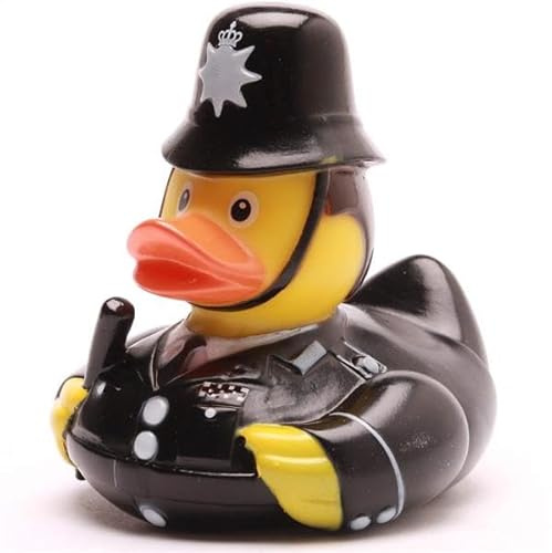 Duckshop I Badeente Bobby I Quietscheente I inkl. Quietscheentchen- Schlüsselanhänger im Set I Geschenk UK-Fans I Präsent Sammler