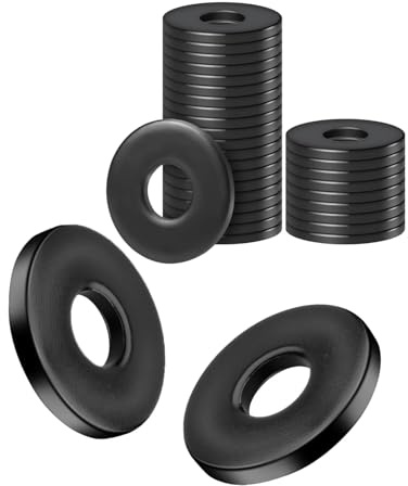 KEMUZ 30Pcs rondelles plates M5 x 15 mm, en acier inoxydable 304, Entretoises Rondelles pour Gonds de Porte, Rondelles en Acier au Carbone Noires, Rondelles étanchéité pour Vis Tige Filetée