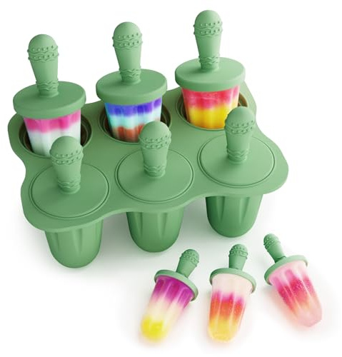 btrfe Silicone Ice Lolly Moulds with Sticks, 6-Cavity 60ml Reusable Popsicle Moulds for Toddlers DIY Ice Cream, BPA-Free Teething Relief Ice Pop Mould