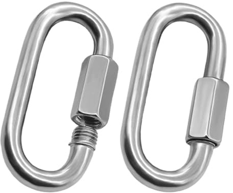 Quick Link 5-10PCS Quick Links 304 Stainless Steel D-Lock Carabiner Heavy Duty Repair Pet Key Chain Keychain Snap Kettle Buckle Chain for Outdoor Sports(M4)