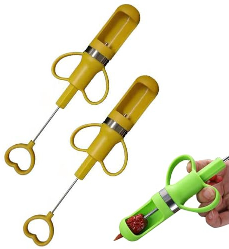 2 noccioli di ciliegia in acciaio inox, rimozione del nucleo, strumento per distruggere la ciliegia, snocciolatore di frutta, manico ergonomico, snocciolatore di oliva e ciliegia, snocciolatore