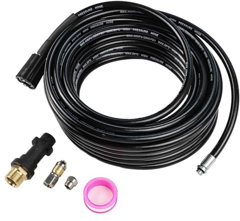 Homeponnew Kit de tuyau de nettoyage haute pression pour Karcher K2-K7 | Tuyau de nettoyage haute pression de 15 m ou 20 m | Raccord M22 avec buse rotative et adaptateur | Ensemble de tuyaux en