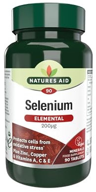 Natures Aid Selenium Tablets 200ug - High Potency Antioxidant Immune Support Supplement - Supports Thyroid Health Metabolism Wellness - Vegan Gluten-Free Non-GMO Natural Supplement - 90 Tablets