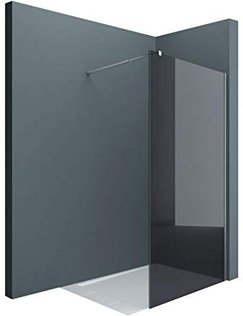 doporro Paroi de Douche Pare-Douche Verre de Securite Gris Teinté 10mm Douche à L'Italienne Barre de Stabilisation Inox Bremen2VG 120x200cm