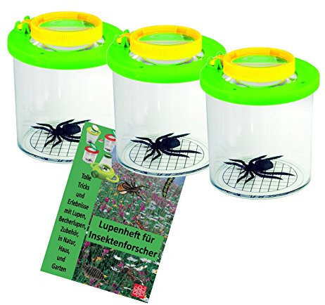 3 Stück 2fach 3,5fach vergrößernde Becherlupe Lupendose mit Lupenheft