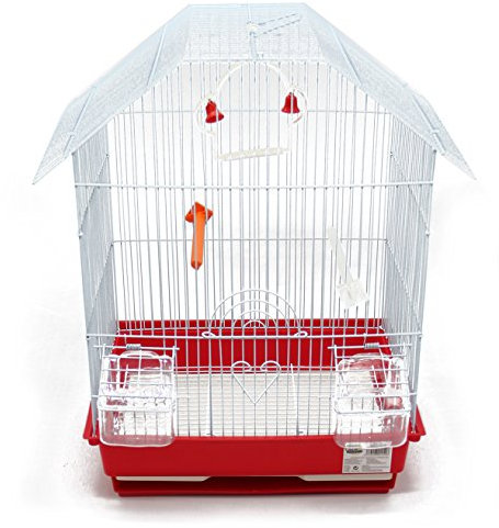 BPS Vogelkäfig aus Metall mit Futternapf für Tränke, Spring-Schaukel, zufällige Farbe (34,5 x 28 x 46 cm) BPS-1152