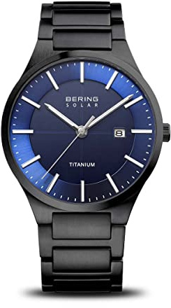 BERING Montre pour homme Solar Movement - Collection solaire avec verre en titane et saphir 15239-727