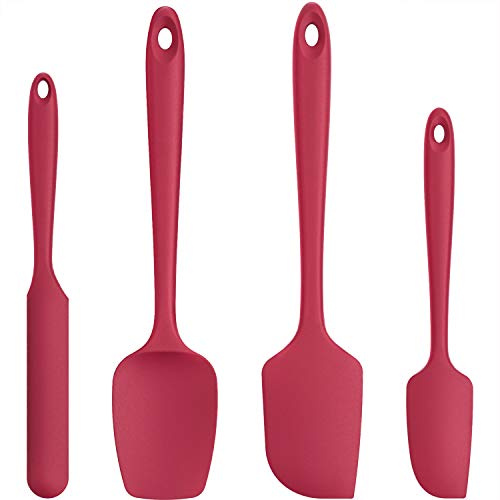 Spatule Silicone Lot de 4: U-Taste Cuisine Maryse Pâtisserie Résistante à la Chaleur 315℃, Ustensiles à Marise Patissier Alimentaire Antiadhésive Flexible sans BPA pour la Cuisson (Rouge)
