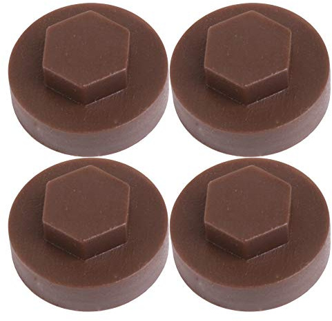 100x Vandyke Brown Hex TEK Roofing Cover Caps for 19mm Washer/Coverage & 8mm Recess