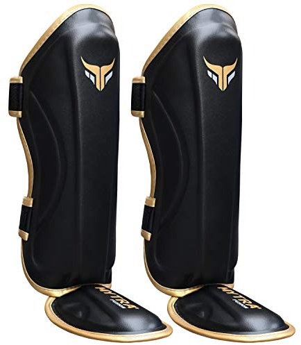 Mytra Kids / Junior Shin Guards Shin Pads Shin Protector för boxning MMA Muay Thai kampsport kickboxing workout träningsskydd (svart, X-small)