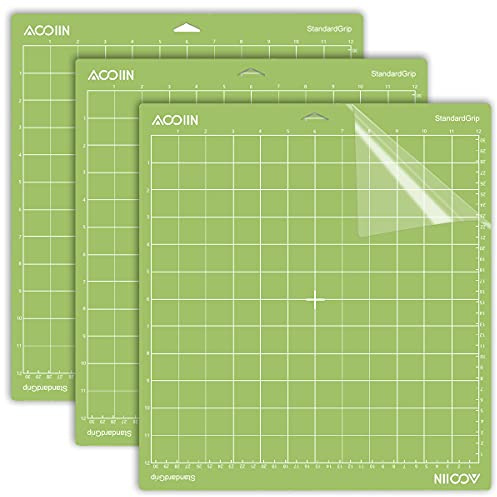 AOOIIN StandradGrip Cutting Mat for Cricut Explore 5/4/3/Air 2/Air/One/Maker 4/Maker 3/Maker Adhesive Non-Slip Cut Mats Replacement Accessories for Cricut, 12 x 12 inch 3 Pack