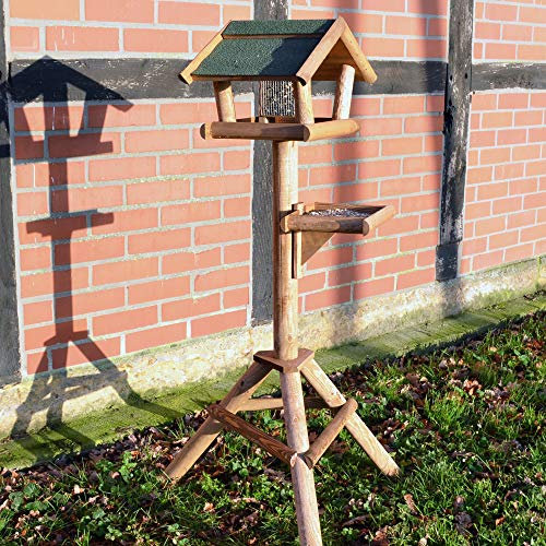 Zooprinz stabiles und wetterfestes stehendes Vogelhaus für Wildvögel – Einfacher und schneller Aufbau – Aus nachhaltig angebautem Holz – EIN schönes Zuhause für Vögel (Mit Ablage)