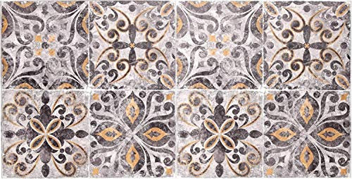 Baroni Home Alfombra Pasillo de Cocina en PVC con Fondo Antideslizante, Alfombra de Cocina Antimanchas y Fácil de Limpiar, Alfombra Pasillo para Pasillo, Tortora 120x60 cm