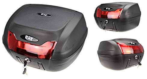 MOTORBIKE LUGGAGE TOP BOX 40 LITRE Motorcycle Scooter Cruise Luggage Storage Touring Sports Universal Rear Back Fit Top Box Case (Black,One)