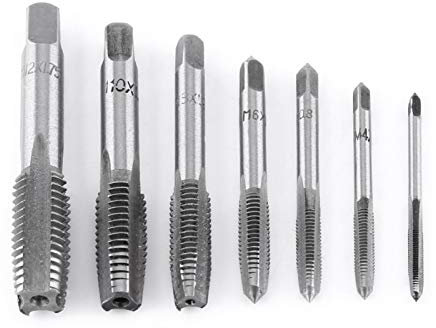 Tapping Tool Set, Gewindebohrer aus Lagerstahl Handgewindebohrer mit geradem Schlitz 7pc Hand Gewindebohrer Metrischer Gewindeschneider Stahlgewindebohrer M3, M4, M5, M6, M8, M10, M12