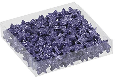 MIJOMA Streudeko 3D-Glitzersterne Glitzer-Sterne Streusterne Tischdekoration, Elegante und Moderne Dekoration für Weihnachten, Geburtstag, Hochzeit, Silvester (Größe: 1.7 cm - 144 Stück, Violett)