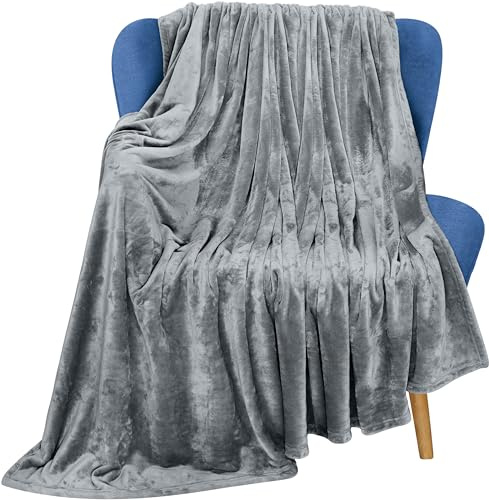 Utopia Bedding Fleece Throw Blanket, Soft, Cosy 300 GSM Fluffy Blankets and Throws For Sofas, Bed, Couches [Ash Grey, 152x127 cm]