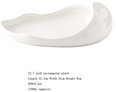Assiettes Plates Plaques blanches Accueil Décoration Hotel Restaurant Céramique Dessert Assiette Cuisine Plaque de dîner en céramique Assiette (Color : 12.7 inches)