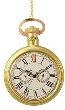 Christbaumschmuck Glas 11cm Taschenuhr Weihnachtskugeln Vintage Uhr Gold