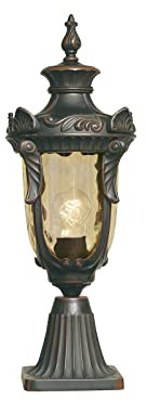 meineWunschleuchte Hochwertige Sockel Laterne im Jugendstil mit Schirm aus Amberglas, Höhe 54cm