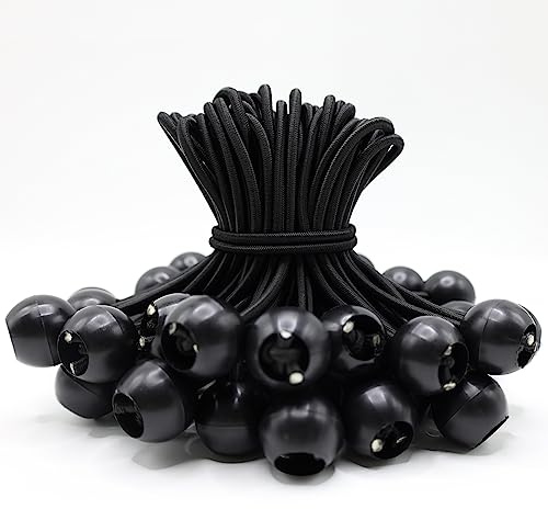 YUNSHANGHE 50 Stück Spanngummis mit Kugel, Planenspanner mit Kugel 15 cm, Gummispanner mit Kugel, Gummischlaufen Zeltgummis Expanderschlingen für Planen Plakate Zelt Banner Pavillions, Schwarz
