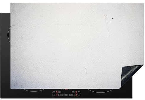 KitchenYeah© Herdabdeckplatte Einteilig Küche Herdabdeckung Ceranfeld | 80x52 cm - Herdabdeckplatten Vinyl Matte Aufrollbar Beton - Weiß - Moderne