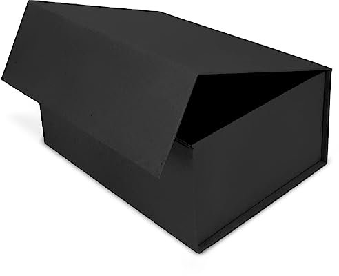 Verpackungswelt Geschenk-Box mit Deckel | 45 x 35 x 20 cm | Magnet-Verschluss | Hochzeit, Geburt, Weihnachten | Geschenk-Verpackung in Schwarz Natur