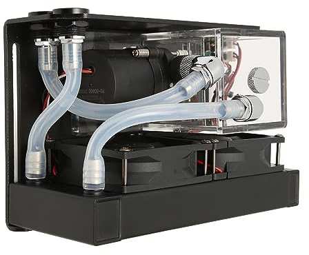 Bewinner Wasserkühler Pumpe, 12V 10W 300ML Reservoir, CPU-Wasserpumpe mit 80mm 4000 U/min Lüfter, Wasserkühl Kühler Tank für die Industrie