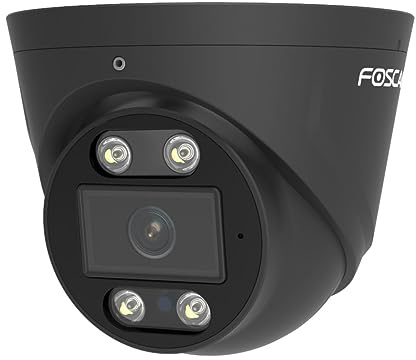Foscam T5EP 5 MP POE-Überwachungskamera mit integriertem Scheinwerfer und Einer Alarmsirene, Intelligente Erkennung von Personen und Fahrzeugen, Nachtsicht, Zwei-Wege-Audio, Schwarz